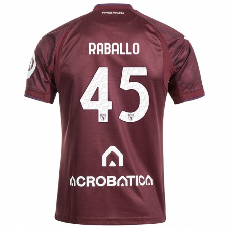 Kandiny Kinder Alessio Raballo #45 Kastanienbraun Weiß Heimtrikot Trikot 2024/25 T-Shirt