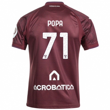 Kandiny Kinder Mihai Popa #71 Kastanienbraun Weiß Heimtrikot Trikot 2024/25 T-Shirt