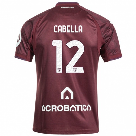 Kandiny Kinder Matteo Cabella #12 Kastanienbraun Weiß Heimtrikot Trikot 2024/25 T-Shirt