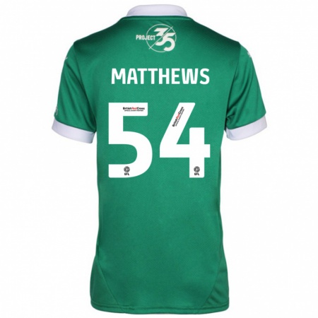 Kandiny Kinder Jack Matthews #54 Grün Weiß Heimtrikot Trikot 2024/25 T-Shirt