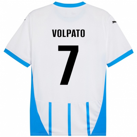 Kandiny Kinder Cristian Volpato #7 Weiß Blau Auswärtstrikot Trikot 2024/25 T-Shirt