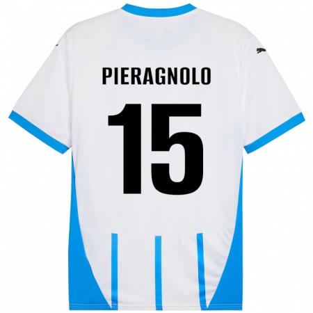 Kandiny Kinder Edoardo Pieragnolo #15 Weiß Blau Auswärtstrikot Trikot 2024/25 T-Shirt