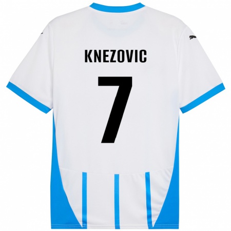 Kandiny Kinder Borna Knezovic #7 Weiß Blau Auswärtstrikot Trikot 2024/25 T-Shirt