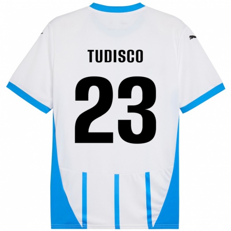 Kandiny Kinder Giorgia Tudisco #23 Weiß Blau Auswärtstrikot Trikot 2024/25 T-Shirt