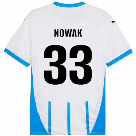 Kandiny Kinder Julie Nowak #33 Weiß Blau Auswärtstrikot Trikot 2024/25 T-Shirt