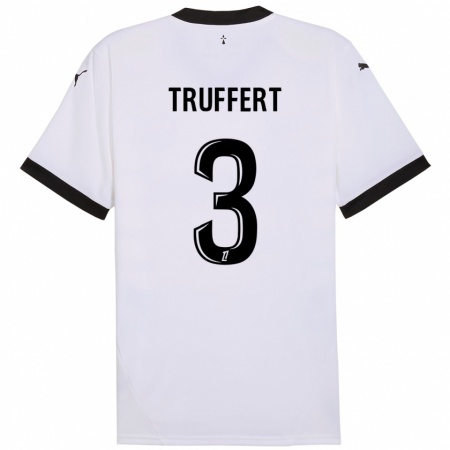 Kandiny Kinder Adrien Truffert #3 Weiß Schwarz Auswärtstrikot Trikot 2024/25 T-Shirt