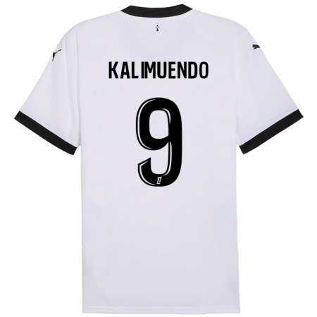 Kandiny Kinder Arnaud Kalimuendo #9 Weiß Schwarz Auswärtstrikot Trikot 2024/25 T-Shirt