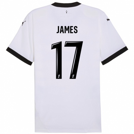 Kandiny Kinder Jordan James #17 Weiß Schwarz Auswärtstrikot Trikot 2024/25 T-Shirt