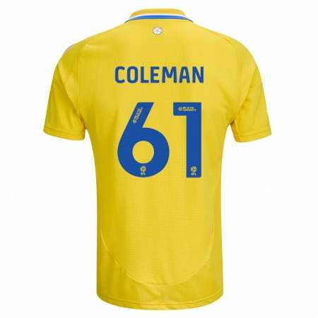 Kandiny Kinder Cian Coleman #61 Gelb Blau Auswärtstrikot Trikot 2024/25 T-Shirt