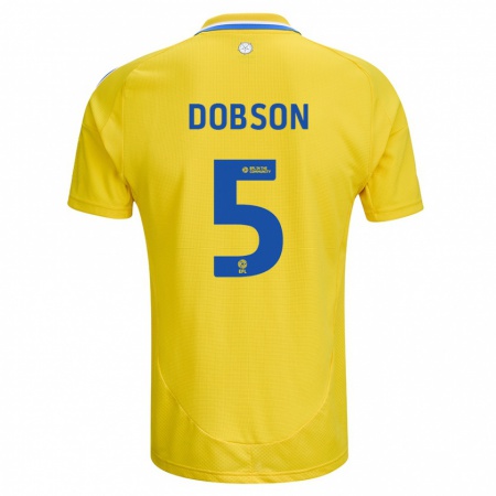 Kandiny Kinder Ellie Dobson #5 Gelb Blau Auswärtstrikot Trikot 2024/25 T-Shirt