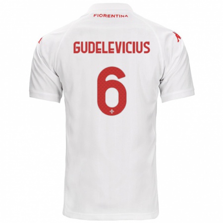 Kandiny Kinder Ernestas Gudelevicius #6 Weiß Auswärtstrikot Trikot 2024/25 T-Shirt