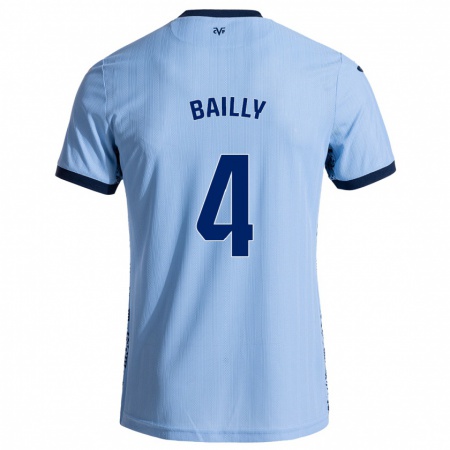 Kandiny Kinder Eric Bailly #4 Himmelblau Auswärtstrikot Trikot 2024/25 T-Shirt