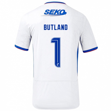 Kandiny Kinder Jack Butland #1 Weiß Blau Auswärtstrikot Trikot 2024/25 T-Shirt