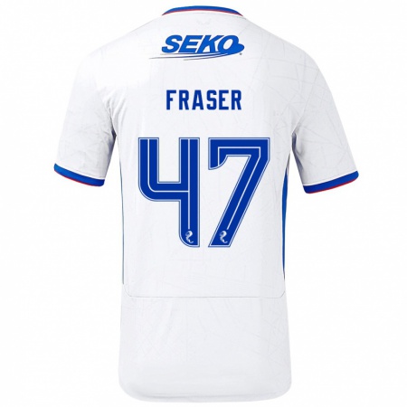 Kandiny Kinder Robbie Fraser #47 Weiß Blau Auswärtstrikot Trikot 2024/25 T-Shirt