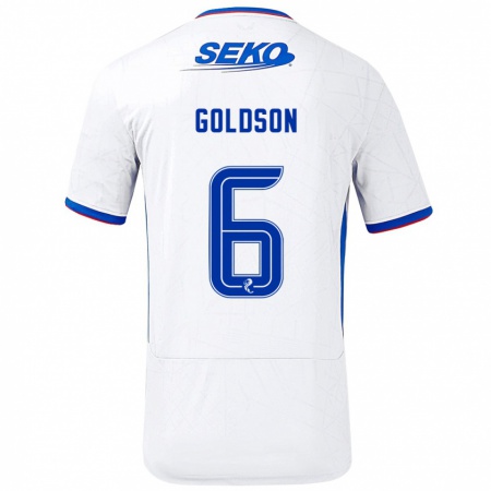 Kandiny Kinder Connor Goldson #6 Weiß Blau Auswärtstrikot Trikot 2024/25 T-Shirt