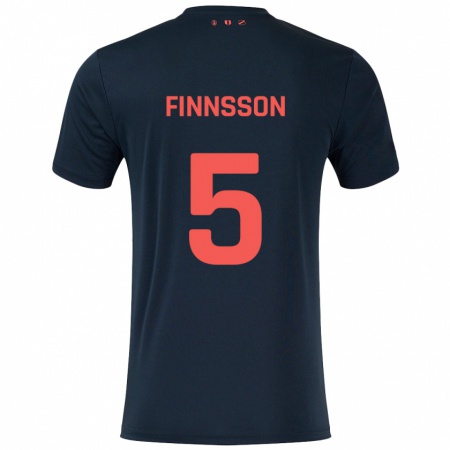 Kandiny Kinder Kolbeinn Finnsson #5 Schwarz Rot Auswärtstrikot Trikot 2024/25 T-Shirt