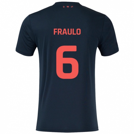 Kandiny Kinder Oscar Fraulo #6 Schwarz Rot Auswärtstrikot Trikot 2024/25 T-Shirt