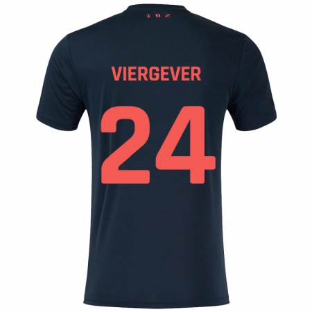 Kandiny Kinder Nick Viergever #24 Schwarz Rot Auswärtstrikot Trikot 2024/25 T-Shirt