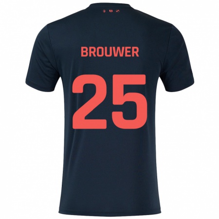 Kandiny Kinder Michael Brouwer #25 Schwarz Rot Auswärtstrikot Trikot 2024/25 T-Shirt