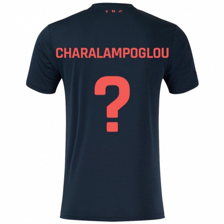 Kandiny Kinder Georgios Charalampoglou #0 Schwarz Rot Auswärtstrikot Trikot 2024/25 T-Shirt