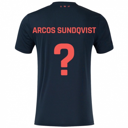 Kandiny Kinder Gustav Arcos Sundqvist #0 Schwarz Rot Auswärtstrikot Trikot 2024/25 T-Shirt