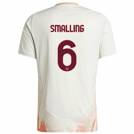 Kandiny Kinder Chris Smalling #6 Cremeweiß Orange Auswärtstrikot Trikot 2024/25 T-Shirt