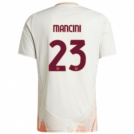 Kandiny Kinder Gianluca Mancini #23 Cremeweiß Orange Auswärtstrikot Trikot 2024/25 T-Shirt