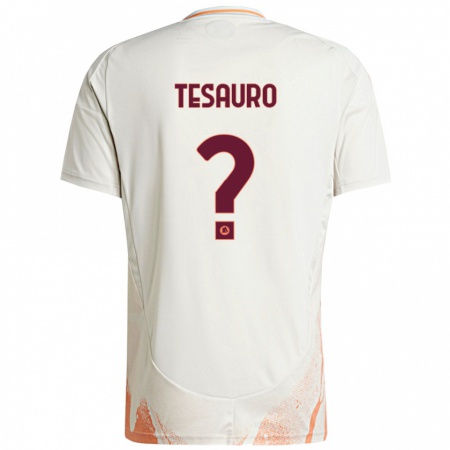 Kandiny Kinder Emanuele Tesauro #0 Cremeweiß Orange Auswärtstrikot Trikot 2024/25 T-Shirt