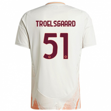 Kandiny Kinder Sanne Troelsgaard #51 Cremeweiß Orange Auswärtstrikot Trikot 2024/25 T-Shirt