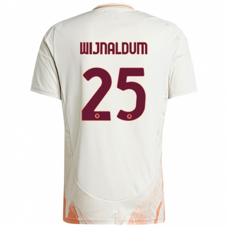 Kandiny Kinder Georginio Wijnaldum #25 Cremeweiß Orange Auswärtstrikot Trikot 2024/25 T-Shirt