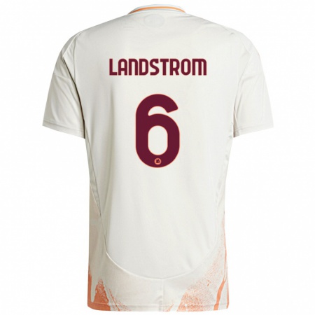 Kandiny Kinder Elin Landstrom #6 Cremeweiß Orange Auswärtstrikot Trikot 2024/25 T-Shirt