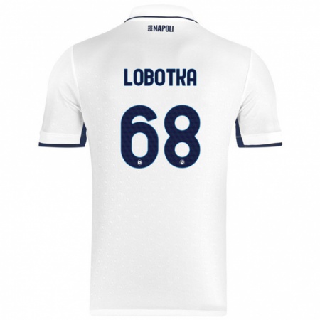 Kandiny Kinder Stanislav Lobotka #68 Weiß Königsblau Auswärtstrikot Trikot 2024/25 T-Shirt