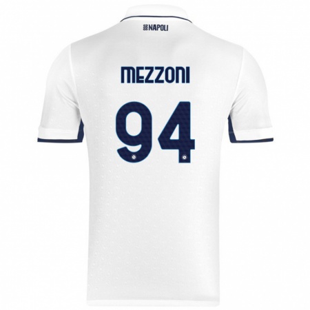 Kandiny Kinder Francesco Mezzoni #94 Weiß Königsblau Auswärtstrikot Trikot 2024/25 T-Shirt