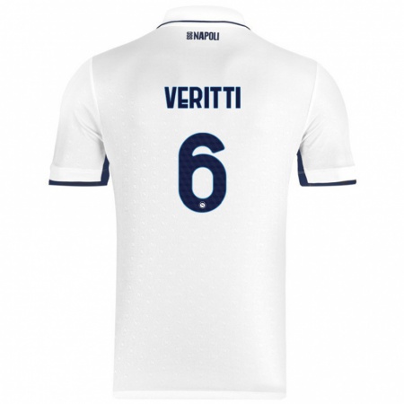 Kandiny Kinder Federica Veritti #6 Weiß Königsblau Auswärtstrikot Trikot 2024/25 T-Shirt