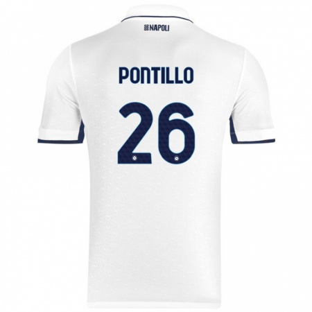 Kandiny Kinder Pasquale Pontillo #26 Weiß Königsblau Auswärtstrikot Trikot 2024/25 T-Shirt