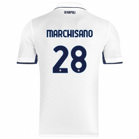 Kandiny Kinder Matteo Marchisano #28 Weiß Königsblau Auswärtstrikot Trikot 2024/25 T-Shirt