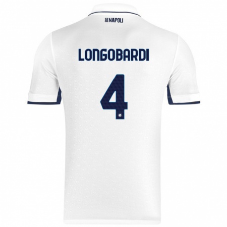 Kandiny Kinder Salvatore Longobardi #4 Weiß Königsblau Auswärtstrikot Trikot 2024/25 T-Shirt