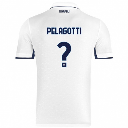 Kandiny Kinder Ludovico Benjamin Pelagotti #0 Weiß Königsblau Auswärtstrikot Trikot 2024/25 T-Shirt