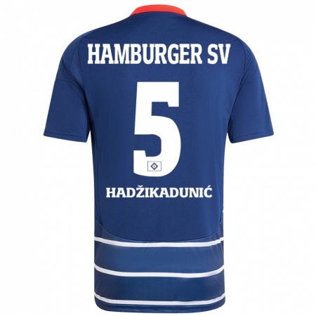 Kandiny Kinder Dennis Hadzikadunic #5 Dunkelblau Auswärtstrikot Trikot 2024/25 T-Shirt