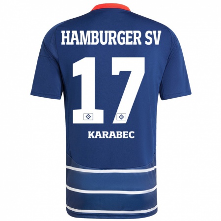 Kandiny Kinder Adam Karabec #17 Dunkelblau Auswärtstrikot Trikot 2024/25 T-Shirt