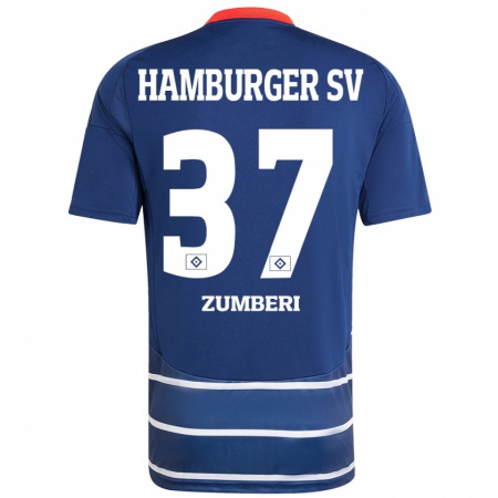 Kandiny Kinder Valon Zumberi #37 Dunkelblau Auswärtstrikot Trikot 2024/25 T-Shirt