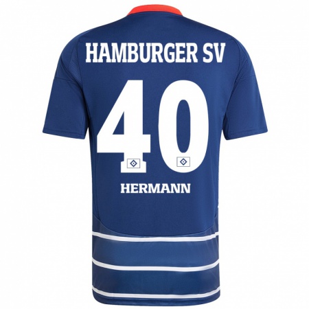 Kandiny Kinder Hannes Hermann #40 Dunkelblau Auswärtstrikot Trikot 2024/25 T-Shirt