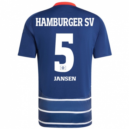 Kandiny Kinder Marcell Jansen #5 Dunkelblau Auswärtstrikot Trikot 2024/25 T-Shirt