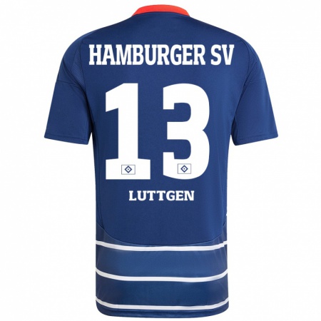 Kandiny Kinder Lasse Lüttgen #13 Dunkelblau Auswärtstrikot Trikot 2024/25 T-Shirt