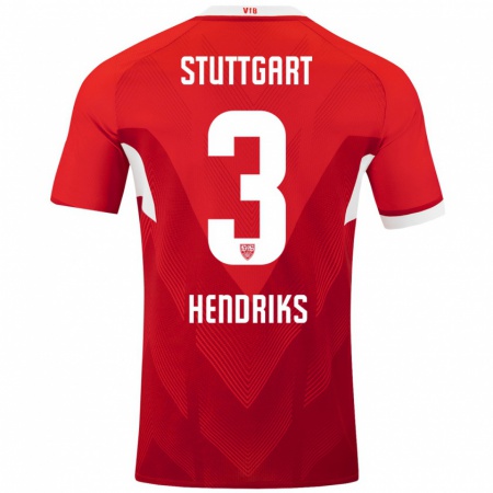 Kandiny Kinder Ramon Hendriks #3 Rot Weiß Auswärtstrikot Trikot 2024/25 T-Shirt