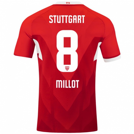 Kandiny Kinder Enzo Millot #8 Rot Weiß Auswärtstrikot Trikot 2024/25 T-Shirt