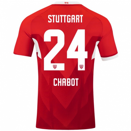 Kandiny Kinder Jeff Chabot #24 Rot Weiß Auswärtstrikot Trikot 2024/25 T-Shirt