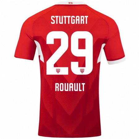 Kandiny Kinder Anthony Rouault #29 Rot Weiß Auswärtstrikot Trikot 2024/25 T-Shirt