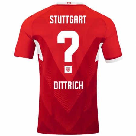 Kandiny Kinder Robin Dittrich #0 Rot Weiß Auswärtstrikot Trikot 2024/25 T-Shirt