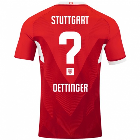 Kandiny Kinder Jannik Oettinger #0 Rot Weiß Auswärtstrikot Trikot 2024/25 T-Shirt